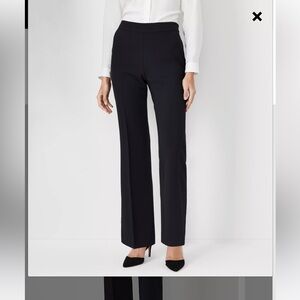 Ann Taylor Fluid Crepe Side Zip Trousers (Black)